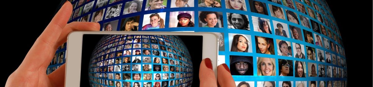 Globe with pictures of faces