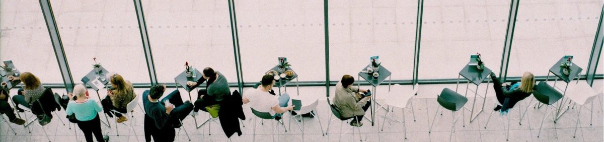 Bird’s eye view of people meeting