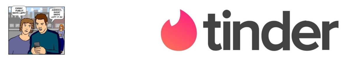 Tinder logo and comic