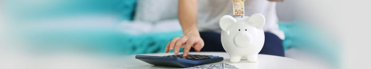 Employee benefits with money and piggy bank