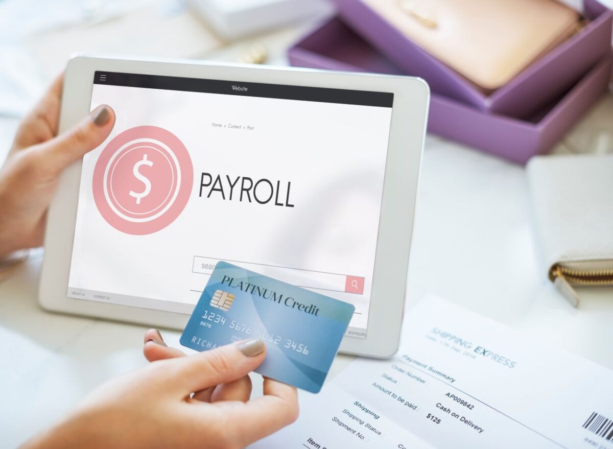 Payroll on tablet and credit card