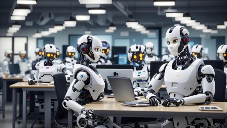 Robots at work in office