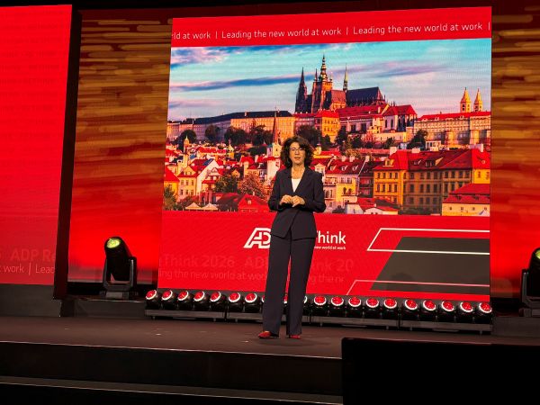 Virginia Magliulo presenting on stage