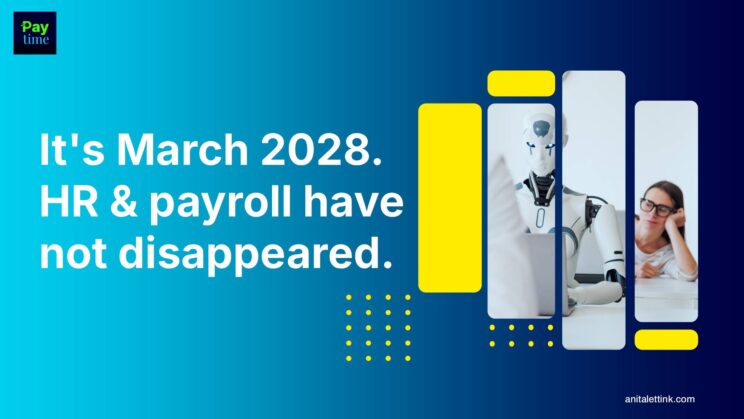 Working robot and a bored person in the background