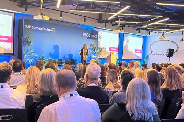 Anita Lettink delivering a keynote on the Future of Work for SAP SuccessFactors in the UK